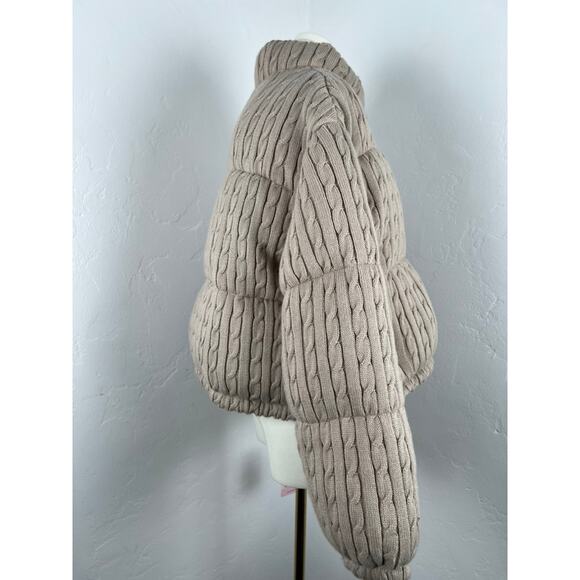 NWT AVEC LES FILLES Cable Knit Cropped Puffer Jacket (Womens: XL) - Picture 11 of 16